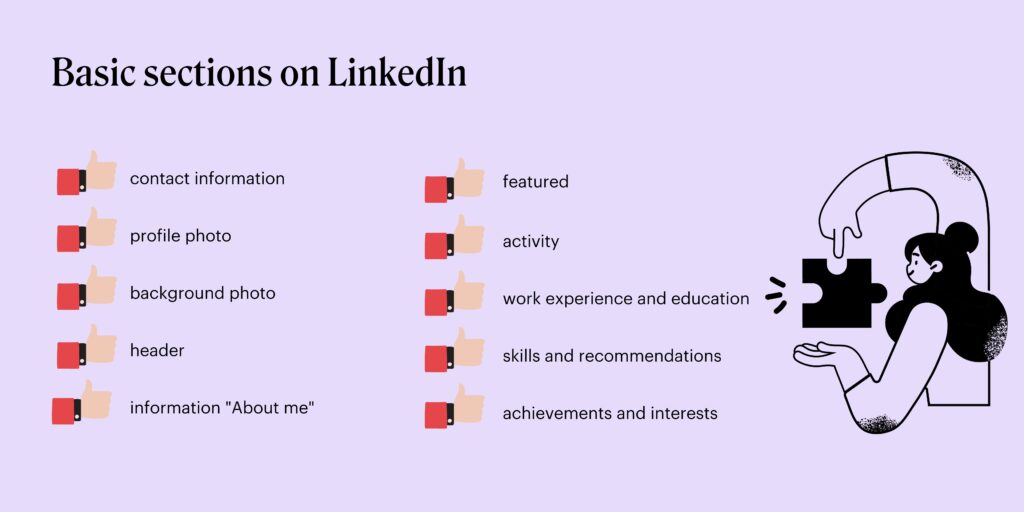LinkedIn profile. Preparing for a job search.
